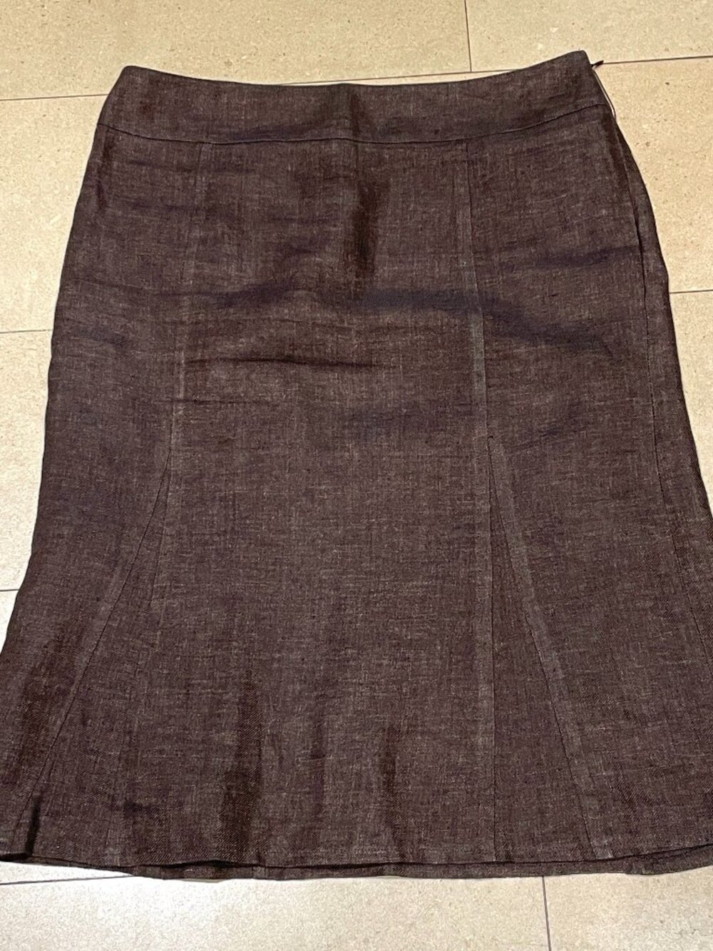 Brown Linen and Silk Lida Baday skirt - Size 10